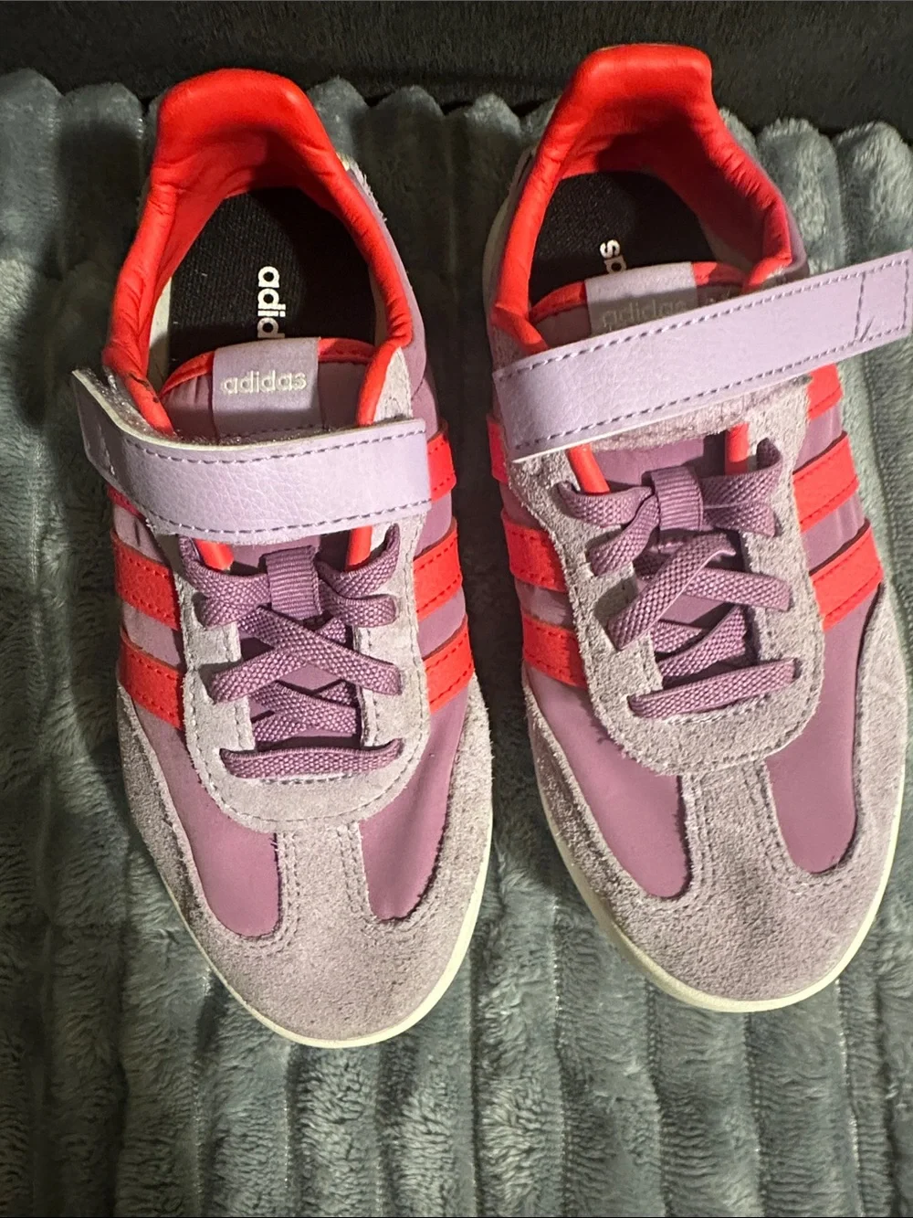 adidas Kids Lavender and Coral Hook-and-Loop Sneakers